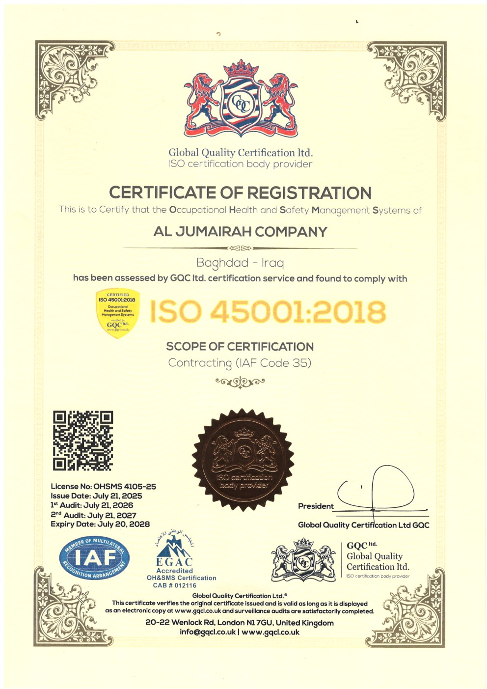 ISO 45001:2018 Health and safety Management Systems